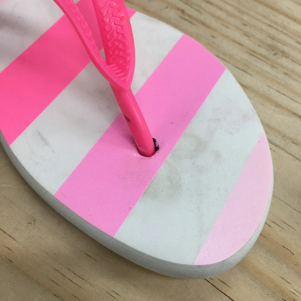 Sandalias Victoria's Secret Mujer 5-6 Chanclas Rosa Blanco Rayas Verano Playa Foto 4 de 4