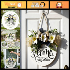 Welcome Sign for Front Door - Rustic Wooden Home Decor, Christian Wall Hanging,
