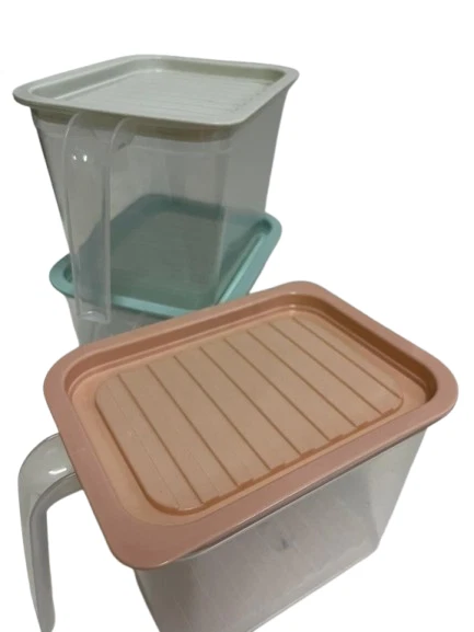 Fridge Storage Food Container with Lid BPA Free Plastic Rectangular 1L Set (3) - Image 3 of 4