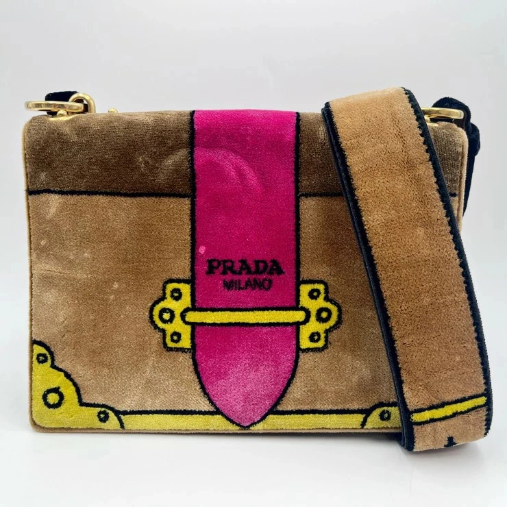 PRADA Shoulder Bag Women's Velvet Exterior Bags & Handbags for
