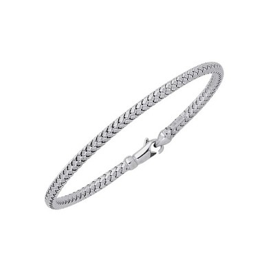 14k White Gold 7.25'' Textured Round Tube Weave Flex Bangle Bracelet 6 gr 3.5MM