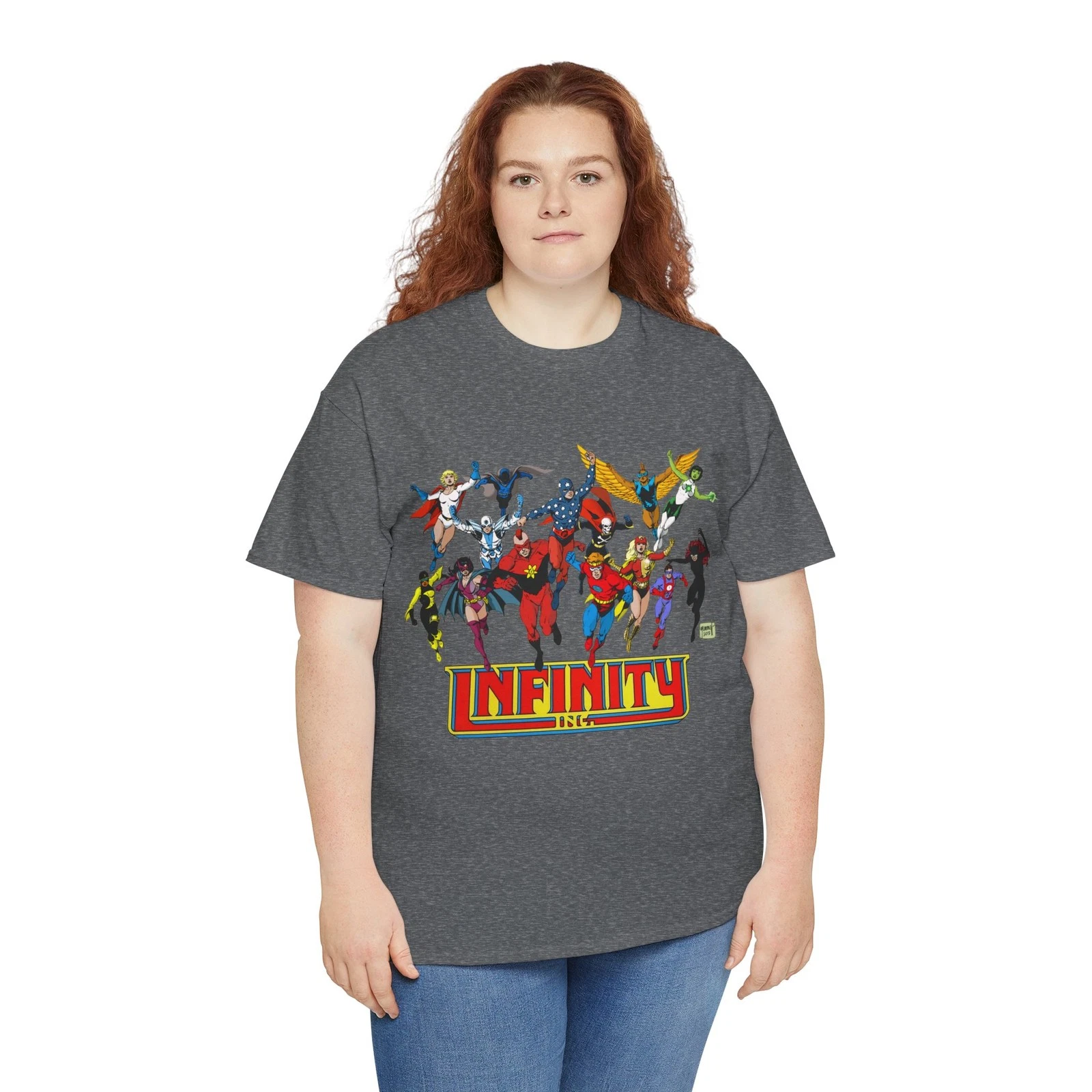 Infinity Inc Shirt - Tom Grummett Art - Jade, Obsidian, Huntress - DC Comics