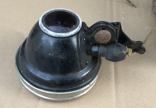 Lámpara de luz de bicicleta Old Sol lente trasera roja caja de batería de 6 V cabezal de bicicleta de colección 1916 - Imagen 3 de 13