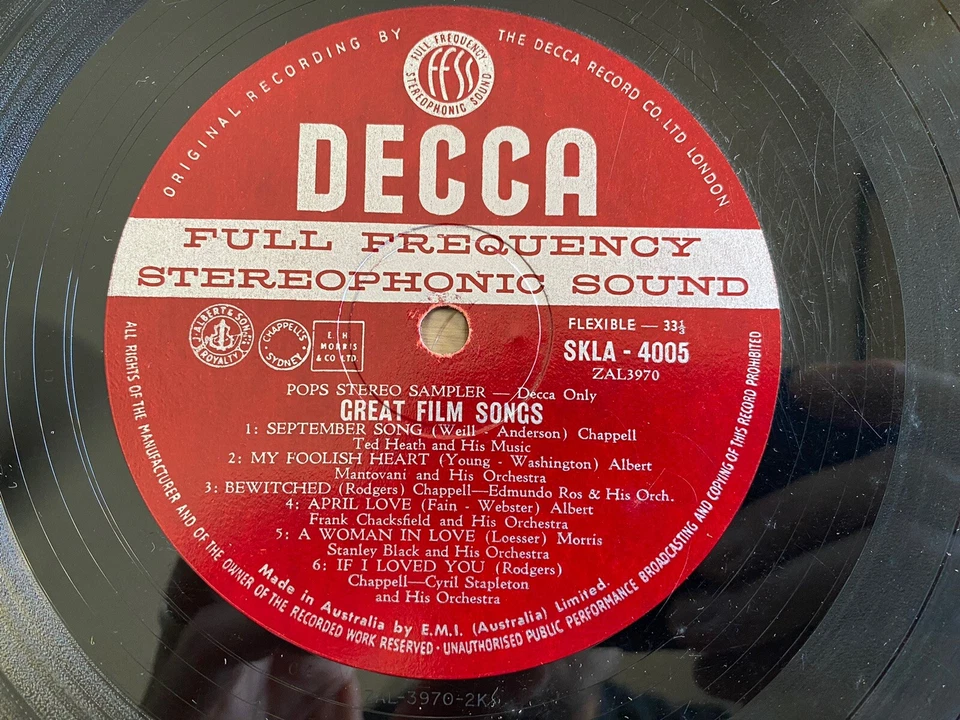 POPS STEREO SAMPLER MY FAIR LADY GREAT FILM SONGS ORIGINAL 1958 STEREO DECCA LP - Image 3 of 4