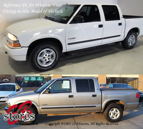 Black Tinted Out-Channel Vent Visor 4pcs For 2001-2004 Chevrolet S-10 Crew Cab - Picture 4 of 4