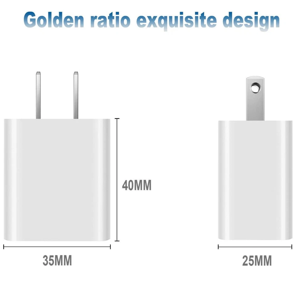 USB A настенный адаптер питания 5V 2A США штепсельная вилка быстрое зарядное устройство для iPhone 14 13 12 11 X лот - Изображение 4 из 4