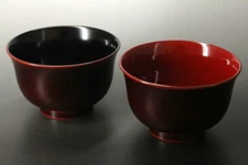 Pair Owan Japanese soup bowl Echizen Lacquerware Handcraft Wild Grape