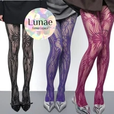 fishnet tights SWIRL floral mesh lace pattern mod 8/10/12/14 rave Y2K retro