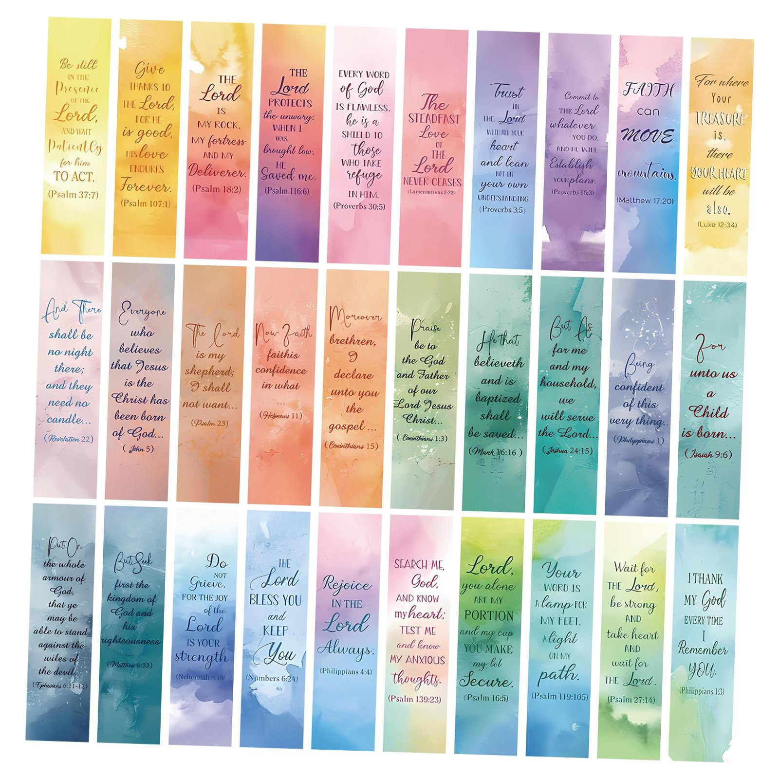 30x Schriften Lesezeichen Bibelverse Seitenmarkierungen Aquarell Christliche Les