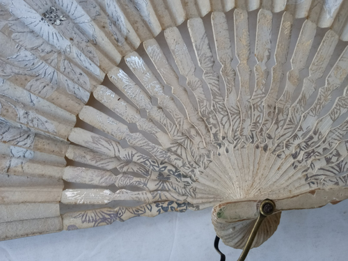 Antique Ladies Victorian Folding Brise Fan Hand Painted Flowers Wood Sticks - Picture 15 of 24