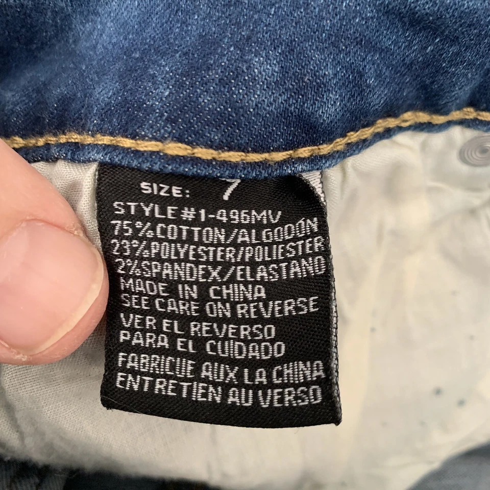 2-Blue Brand Shorts Juniors Sz 7 Stretch Mid-Rise Jean Distressed Denim Bermuda - Image 4 of 4