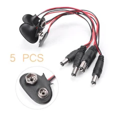 DIY 5 pcs 9V DC T type Battery Power Cable Barrel Jack Connector For Arduino