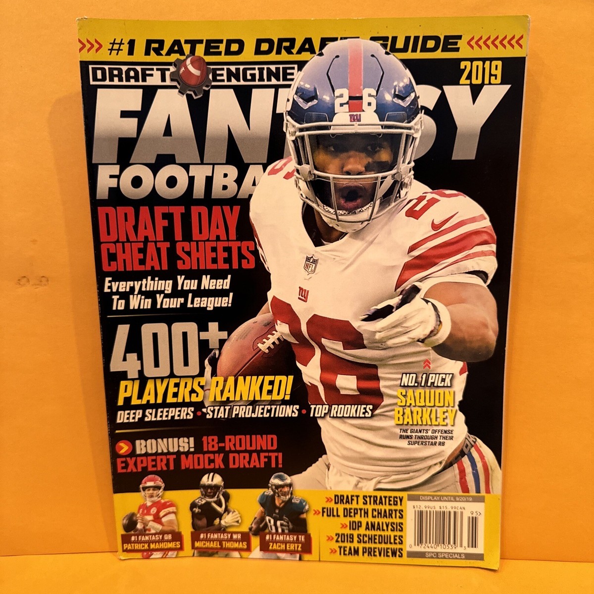 DRAFT ENGINE 2019 FANTASY FOOTBALL MAGAZINE NY GIANTS SAQUON BARKLEY PAT MAHOMES DRAFT ENGINE 2019 FANTASY FOOTBALL MAGAZINE NY GIANTS SAQUON BARKLEY PAT MAHOMES