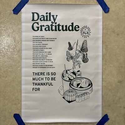 Daily Gratitude   Quote Positive Inspirational Poster Canvas Wall Art   12x18 in