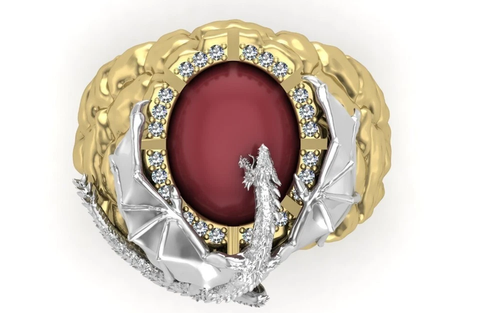 Anillo de oro amarillo de 14k sobre dragón, anillo boho animal joyería anillo unisex para hombre Foto 3 de 4