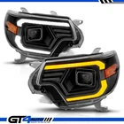 Fit 2012-2015 Toyota Tacoma Truck Black Switchback LED Light Bar Tube Headlight