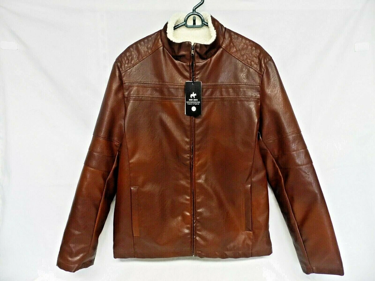 West Louis WILD WEST Faux Vegan Leather Jacket Men's Size XXL Brown NWT