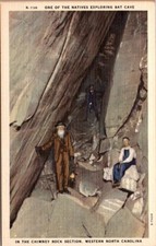 Bat Cave Native Exploring Western North Carolina Vintage Linen Postcard A30