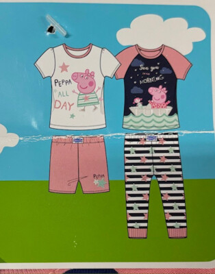 Peppa Pig GIRLS SEA YOU IN THE MORNING 4PC  Pajama Set(Multi-Color 3T)NWT