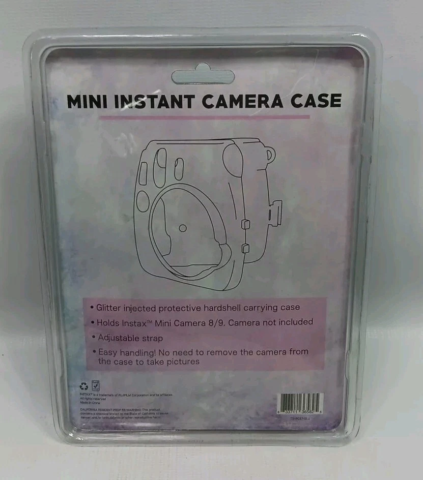 Estuche rígido brillante para mini cámara instantánea con correa para el hombro - azul Foto 2 de 4