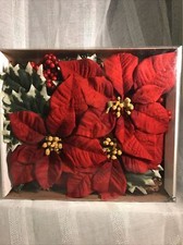 POINSETTIA 36 PC Floral Accents Greenery Foliage Pine Cones Holly Berry NEW DIY