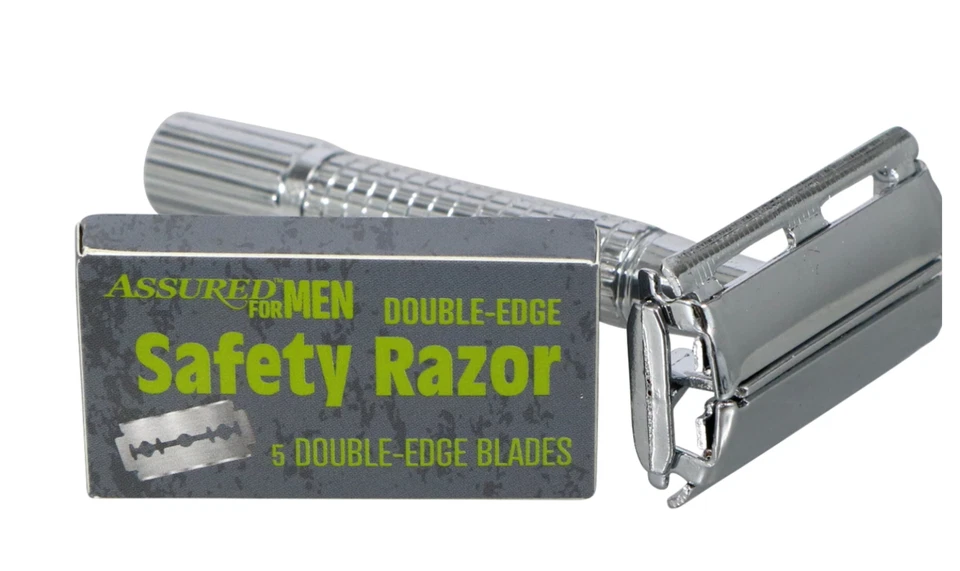 2 X Men's Traditional Classic Double Edge Chrome Shaving Safety Razors 10 Blades - Image 1 of 2