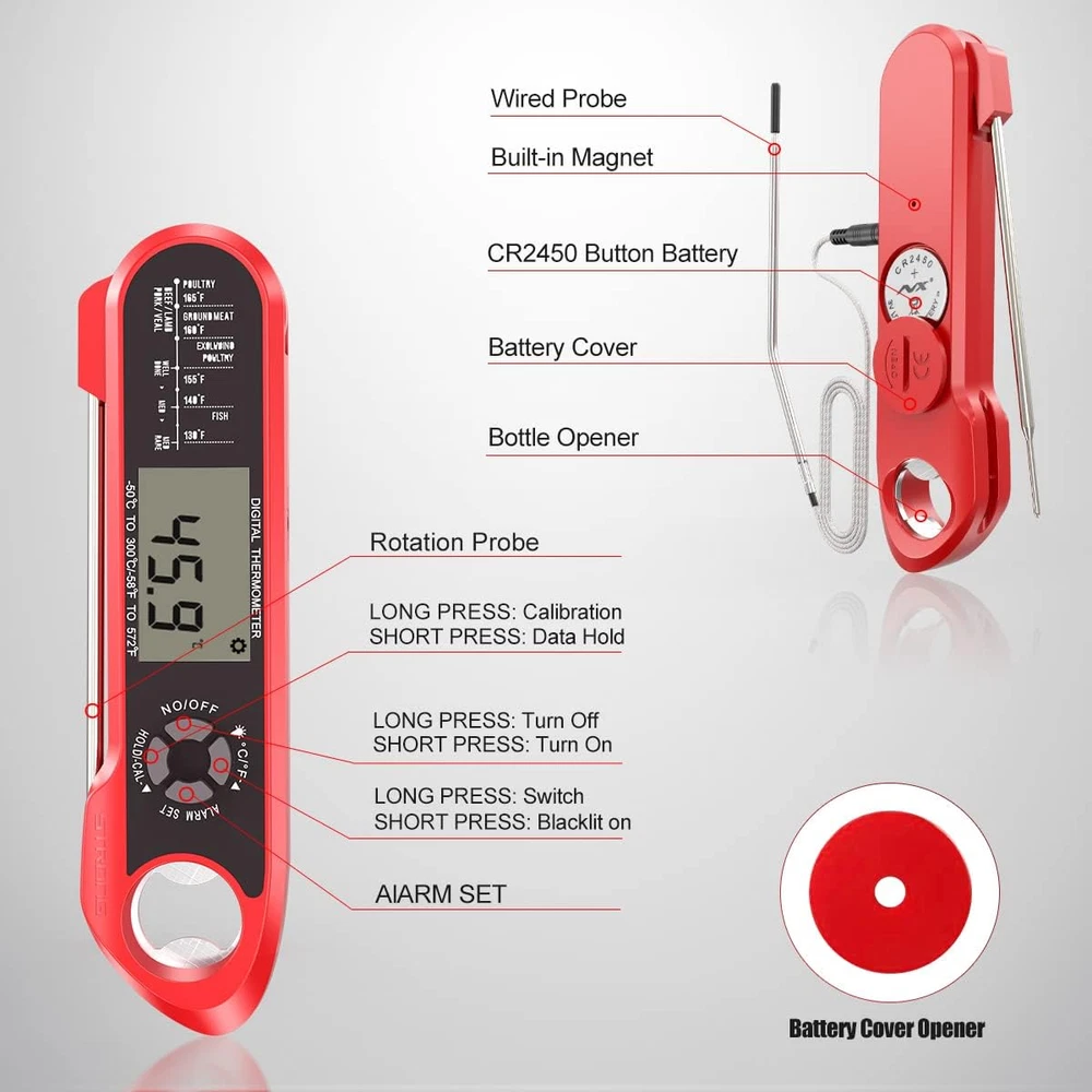 Meat Thermometer for Grill and Cooking, Waterproof Ultra Fast Meat Thermometer w