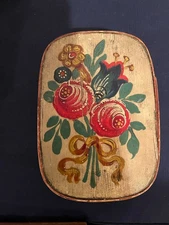 Antique German Black Forest Wooden Pantry Box-Folk Art Floral Bridal Box!