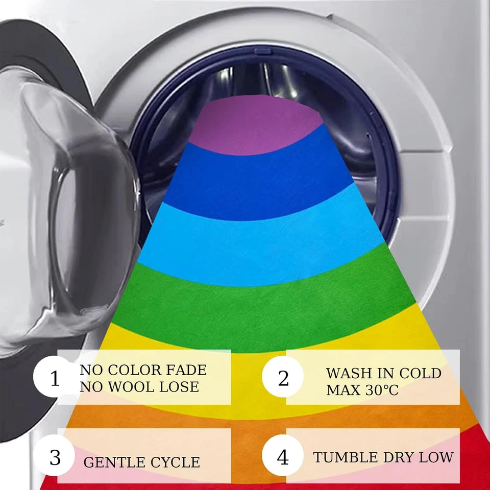 Rainbow Area Rug, 6.6'X13.3', Half Circle, Washable, Non-Slip Backing, Colorful - Image 2 of 4