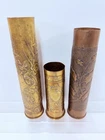 LOT OF 3: EARLY 1900’s ATQ EMBOSSED DECO AMMO SHELLS (FRANCE)