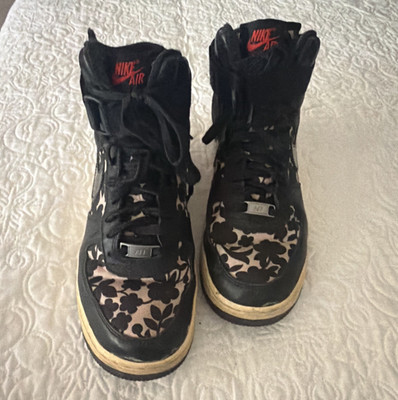 Nike Air Force 1 High Top Women's Black/Pink Floral Lace-Up Sneakers