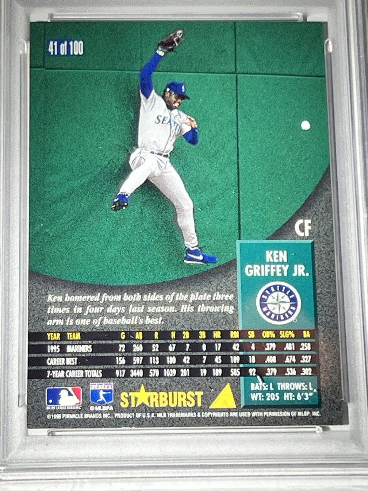 1996 Pinnacle - Starburst Ken Griffey Jr #41 PSA 9 view 3