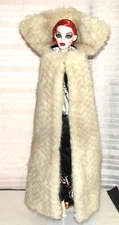 Evangeline Ghastly Doll MINK LINED FUR CAPE W/HIGH COLLAR, OOAK