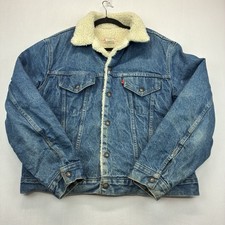 Levi s Trucker Jacket Men s Size 46 Blue 1970s Vintage USA Sherpa Lined 70605