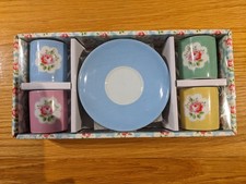  Cath Kidston Provence Rose Set Of 4 Espresso Cups And Saucers Floral