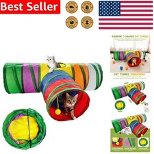 Collapsible Cat Tunnel Toy Rainbow 3 Way T-Shape Interactive Play For Cats