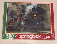 Springbok 500 Piece Puzzle – Green Mountain Express – Steam Train – New Sealed