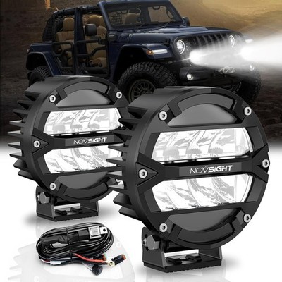 NOVSIGHT Round LED Light Pods, 5 Inch 160W Spot Off Road Lights 5 Inch, Black 