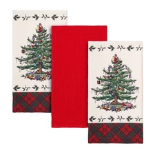 Spode - 3pc Kitchen Towel Set, Soft & Absorbent Cotton, Holiday Bathroom Deco...