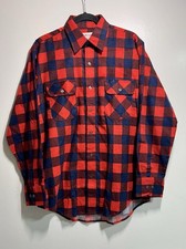Vintage Anthony's Flannel Shirt Medium Red Navy Buffalo Plaid Button Up Taiwans