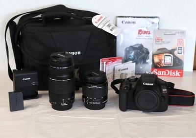 Canon EOS Rebel T7 DSLR Camera & 2 Lens Kit [Near Mint] Shutter Ct 38  