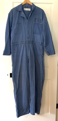 Red Kap Coveralls Rockabilly USA Made 46 Reg Blue Herringbone Snaps 100% Cotton
