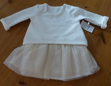 BNWT BABY GIRLS NUTMEG L/S CREAM DRESS - AGE 0-3 MONTHS