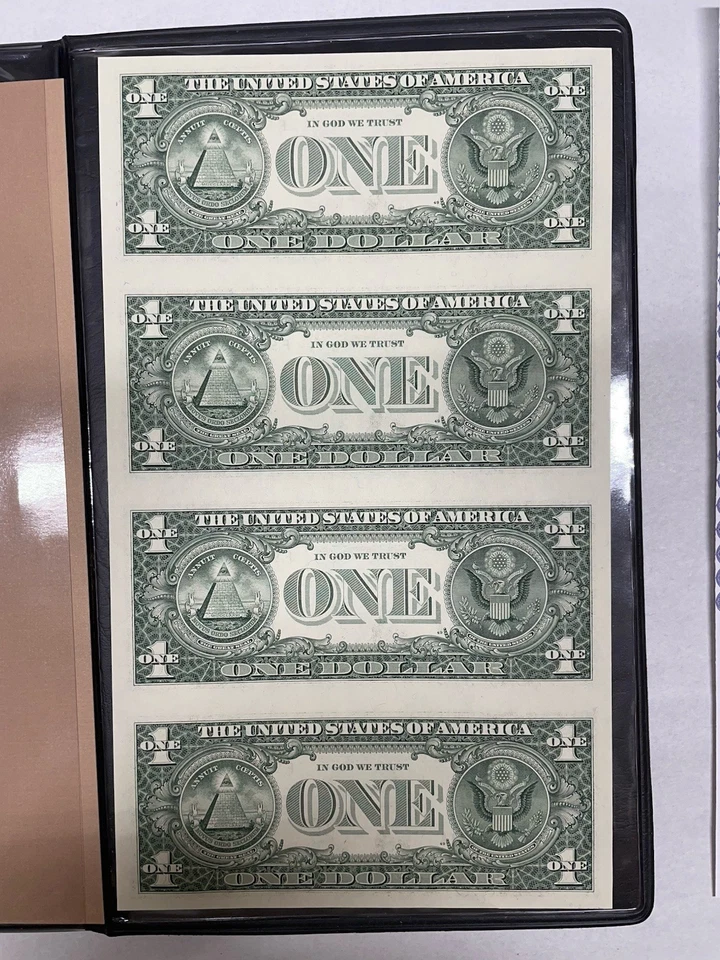 2003 $1 Federal Reserve Notes Uncut Sheet of 4 With Nice Holder And Certificate - Image 4 of 4