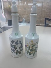 Vintage Portmeirion Botanic Garden Oil & Vinegar Bottle Cruet Set with Stoppers