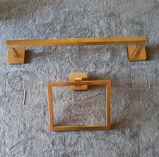 Brushed Gold Towel Ring And 16" Towel Bar