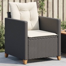 Garden Chair Black, Cream White PE rattan 24 x 26.4 x 27.2 in