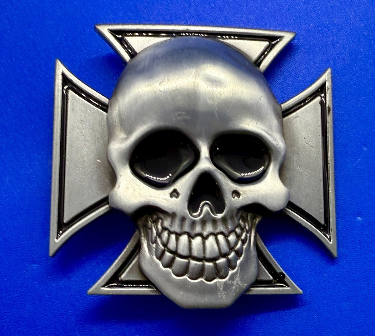 Skull Head Celtic Iron Cross Cutout Gothic Punk Biker 3D