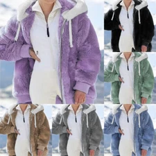 Jacket Coat Winter Parka Warm Women Hoodie Fuzzy Fleece Heated Plush Fur 20% OFF