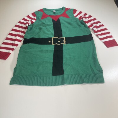 Unisex Holiday Time Ugly Christmas Sweater Elf Santa's Helper Size 1X, 16W  | eBay